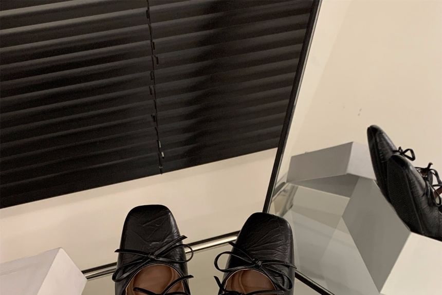 Block Square Toe Heel Mary Pumps Bow Jane