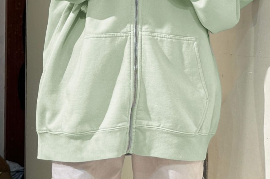 Star Print Zip Oversized Hoodie