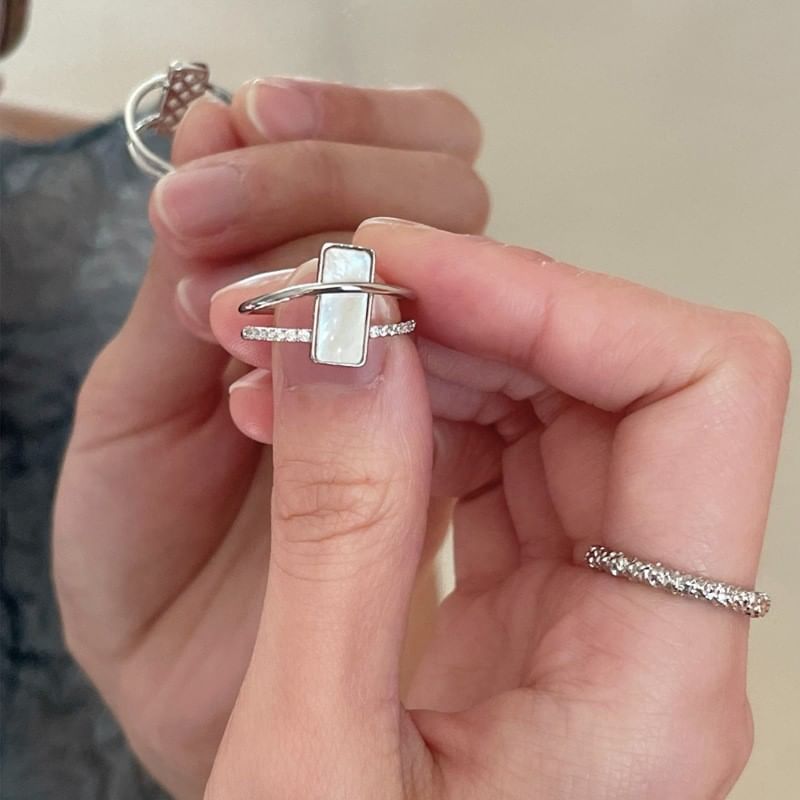 Ring Geometric Open Rhinestone /