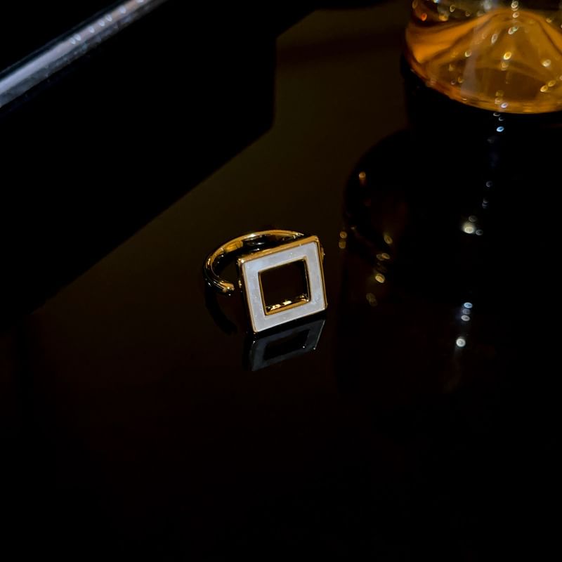 Ring Geometric Open Rhinestone /