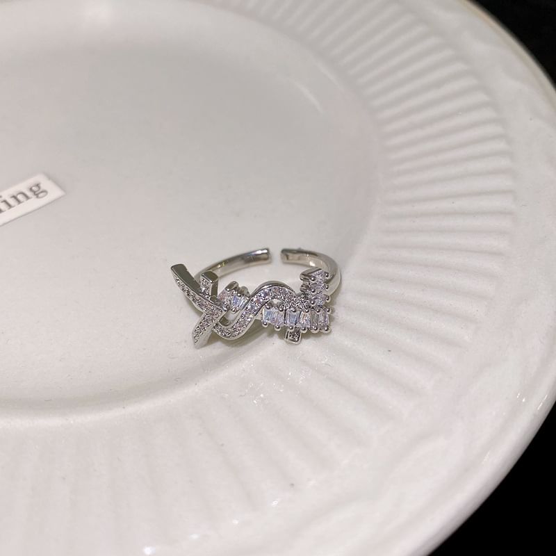 Ring Geometric Open Rhinestone /