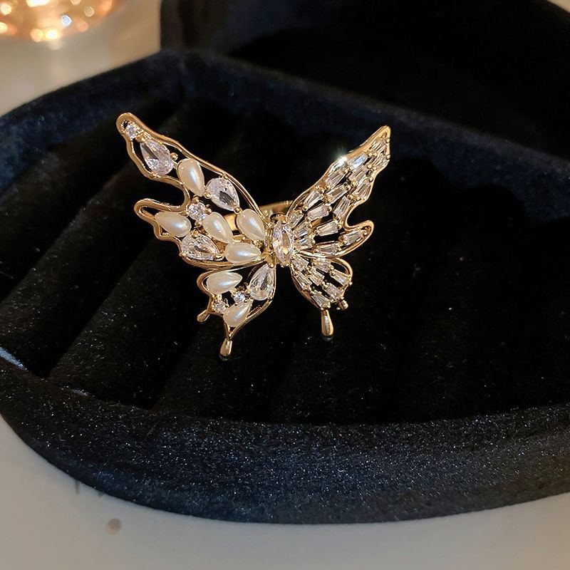 Freshwater Ring Rhinestone Pearl