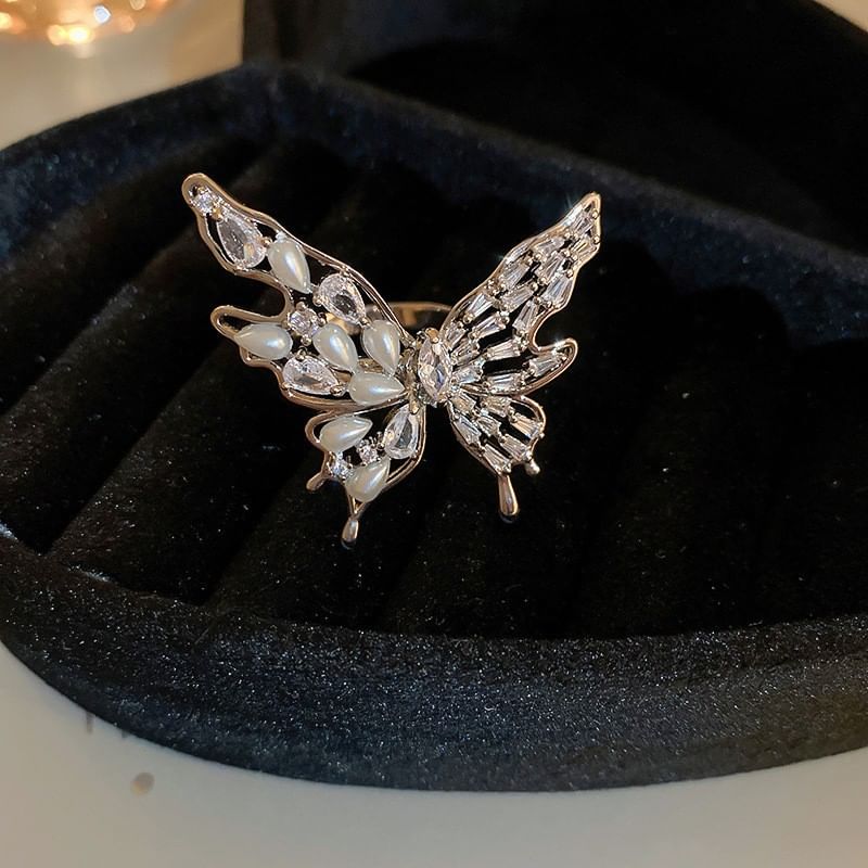 Freshwater Ring Rhinestone Pearl