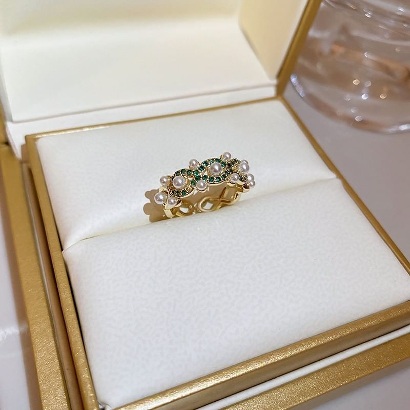 Freshwater Ring Rhinestone Pearl