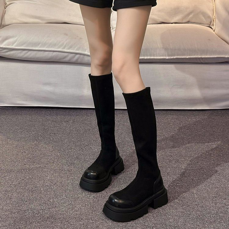 Boots Suede Platform Faux Tall