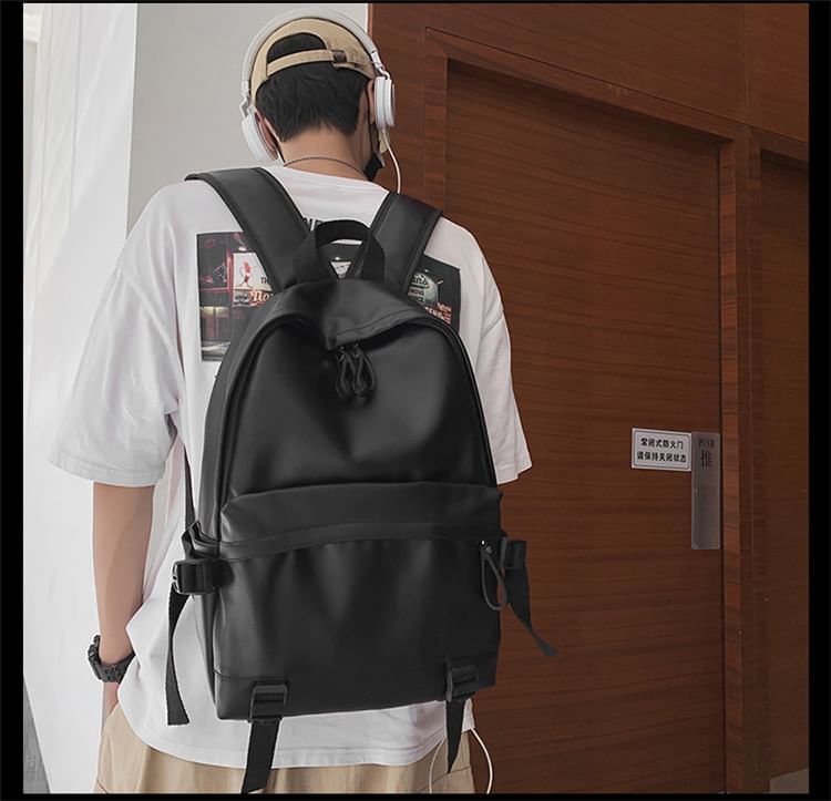 Leather Multi-Pocket Backpack Faux