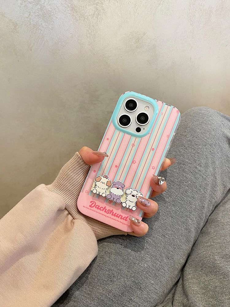 Striped Stand Case Set Phone Dog /