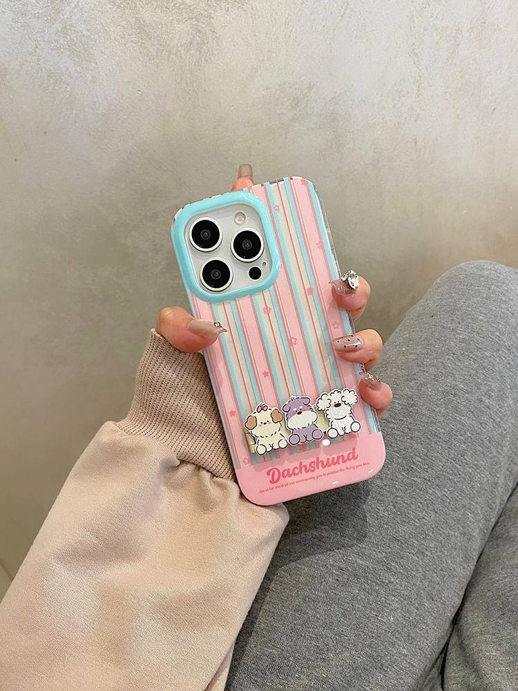 Striped Stand Case Set Phone Dog /