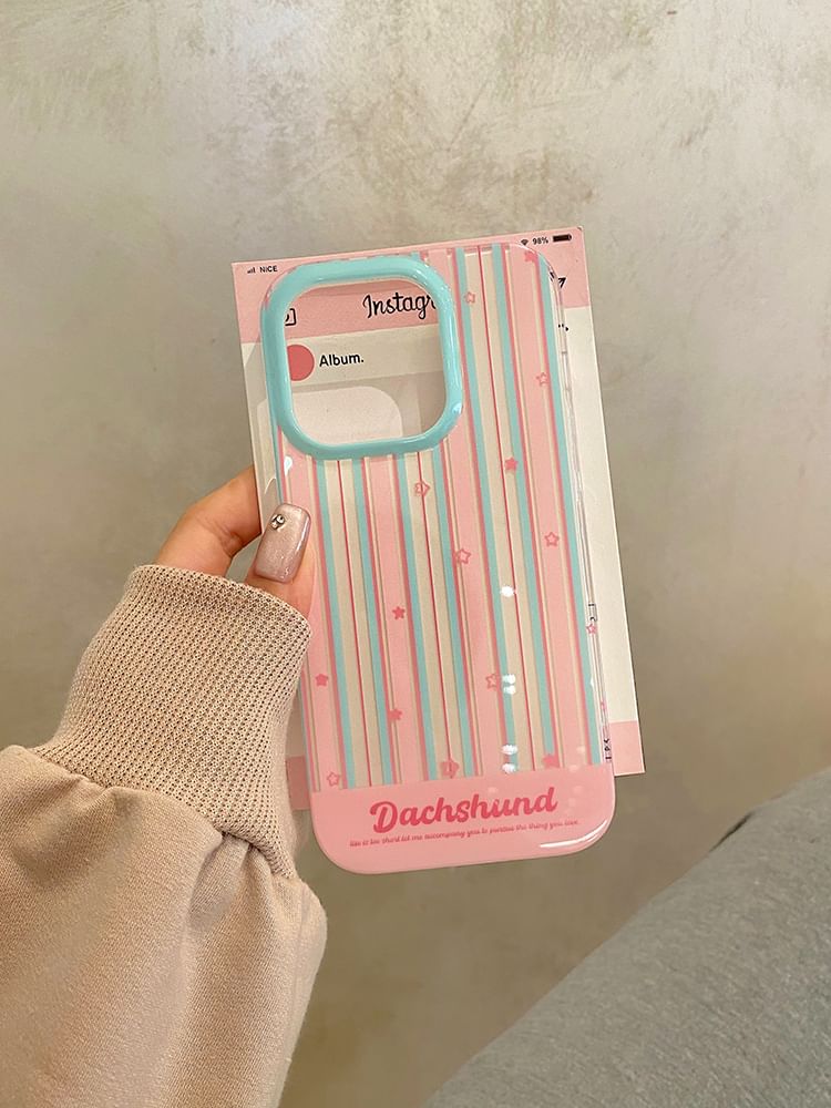 Striped Stand Case Set Phone Dog /