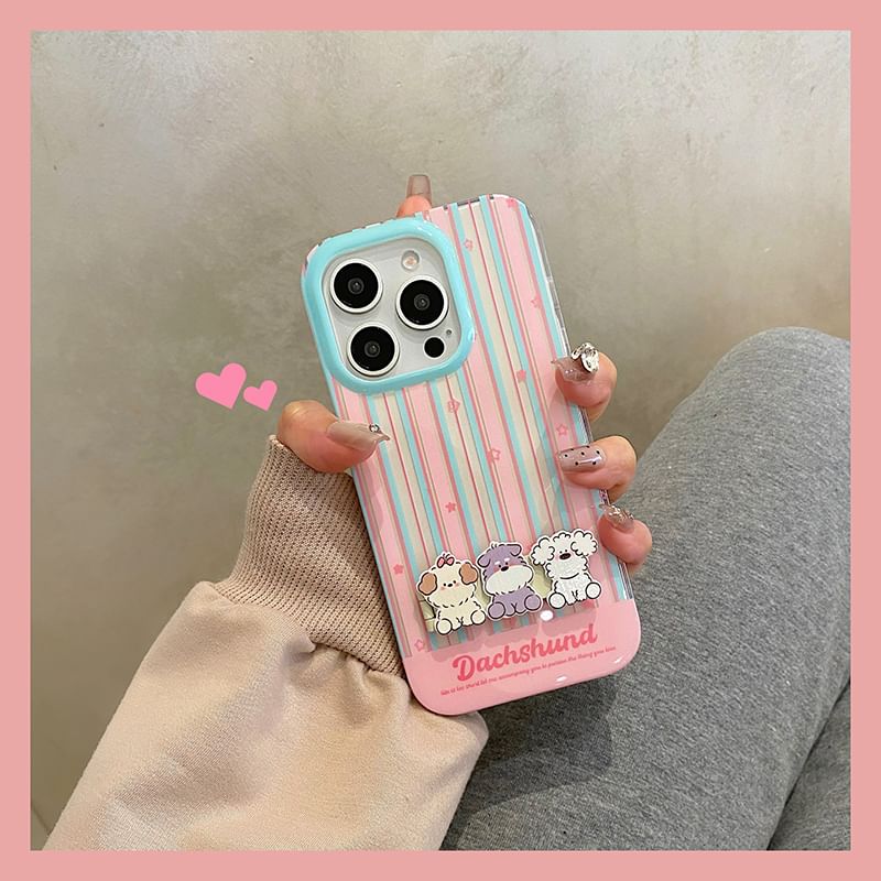 Striped Stand Case Set Phone Dog /