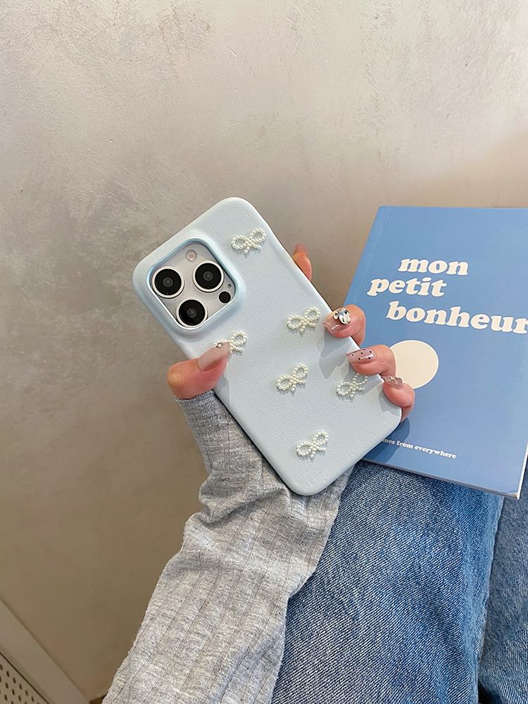 / Strap Set Bow Pearl Case Phone Faux