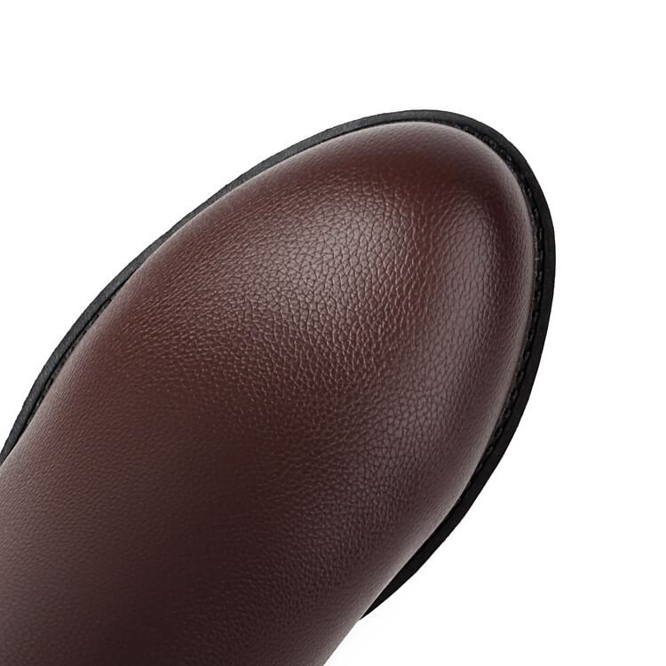 Heel Tall Buckled Boots Chunky