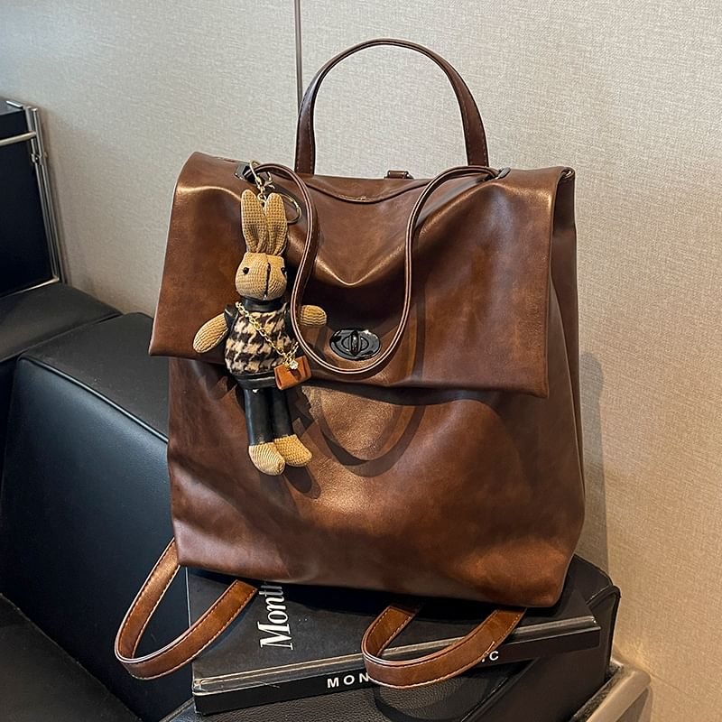 Charm Leather Faux Backpack Flap With