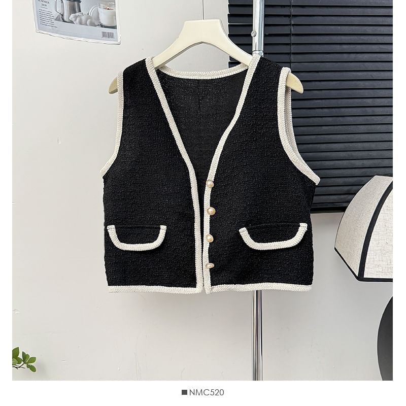 V-Neck Tweed Vest in 7 Colors