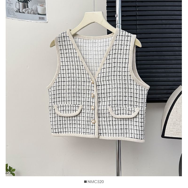 V-Neck Tweed Vest in 7 Colors