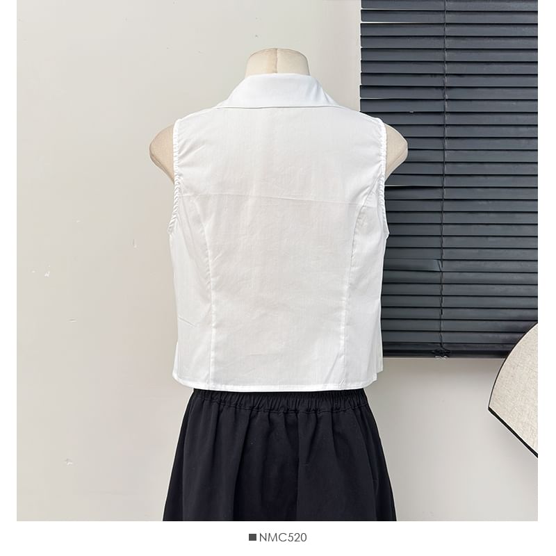 Set: Square-Neck Tweed Jacket + Sleeveless Crop Shirt