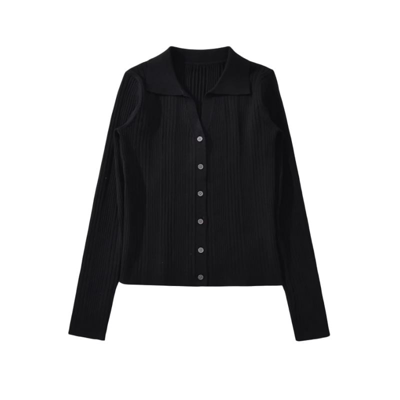 Extended Sleeve V-Cut Simple Ribbed Knit Sweater Coat