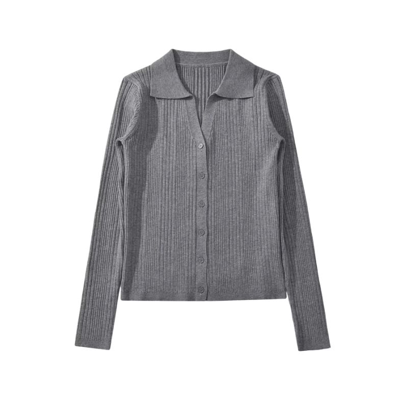 Extended Sleeve V-Cut Simple Ribbed Knit Sweater Coat
