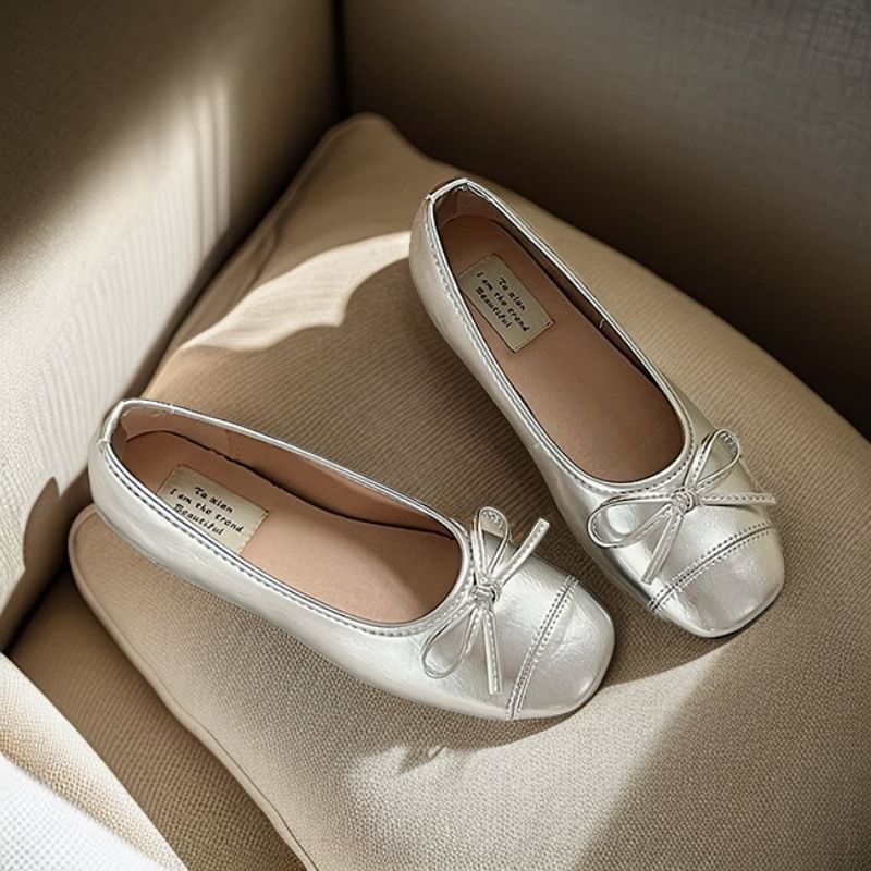 Bow Flats Faux Accent Leather