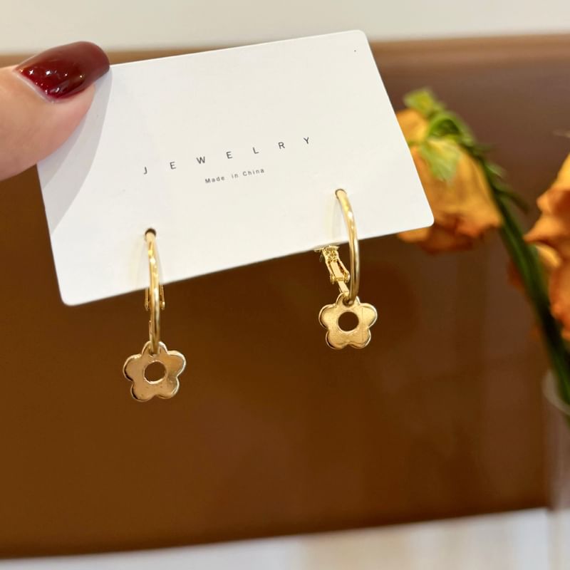 Silver Floral Earring Sterling Hoop