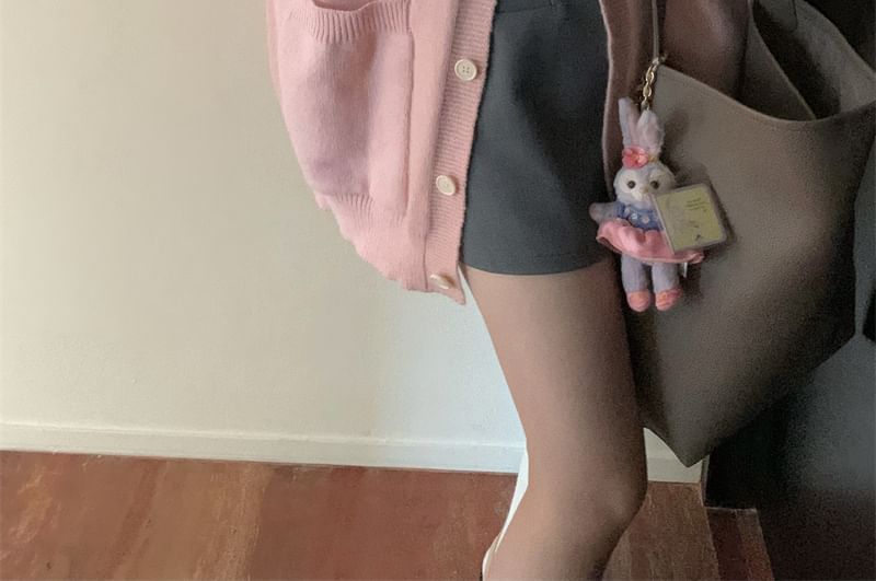 Simple V-Neck Solid Knit Cardigan