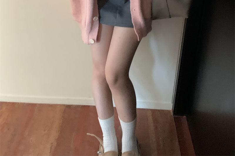 Simple V-Neck Solid Knit Cardigan