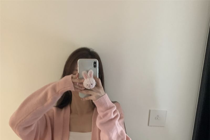 Simple V-Neck Solid Knit Cardigan
