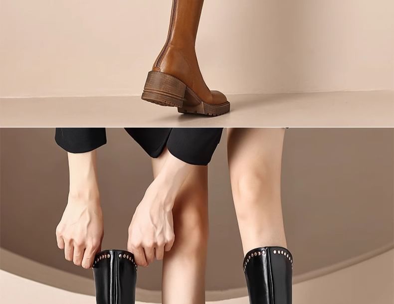 High Boots Knee Platform Studded