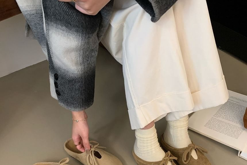 Faux Suede Mules Bow