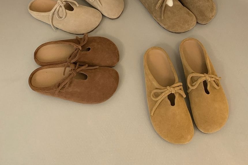 Faux Suede Mules Bow