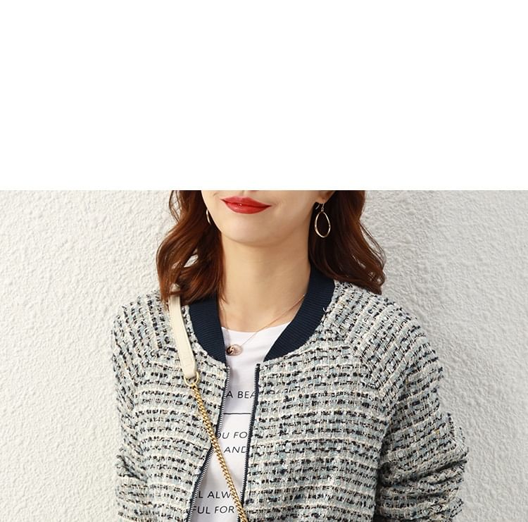 Striped Tweed Zip Jacket