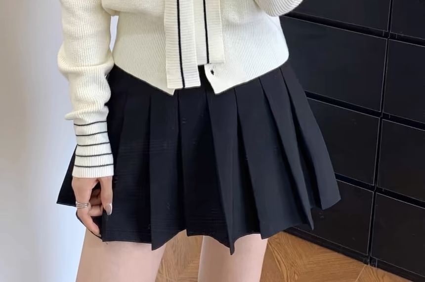 Matching V-Neck Striped Cardigan and Shawl Set