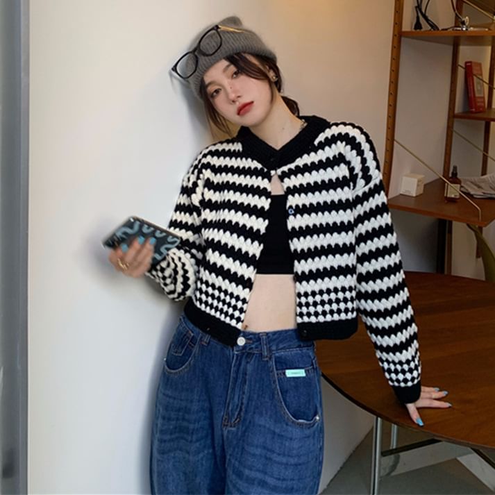 Long Sleeve Striped Color-Block Loose-Fit Sweater