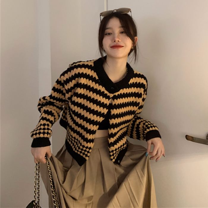 Long Sleeve Striped Color-Block Loose-Fit Sweater
