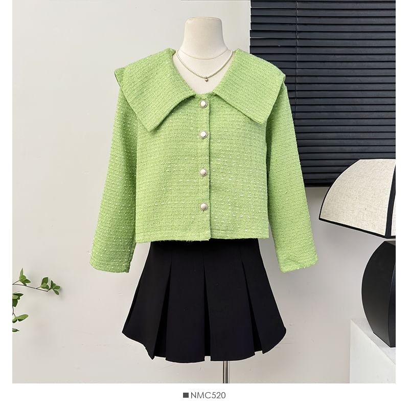 Sailor-Collar Tweed Jacket
