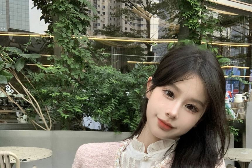 Round Neck Tweed Cropped Jacket