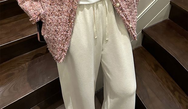 Long Sleeve Pearl Button Tweed Blazer