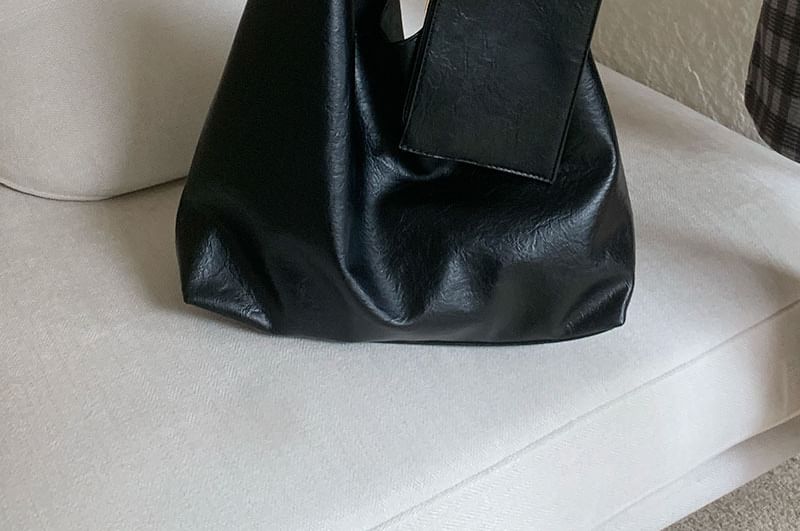 Bag Leather Tote Faux With Pouch Plain