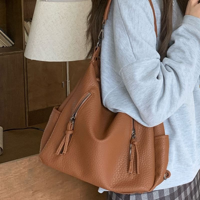 Shoulder Bag Tassel Faux Leather