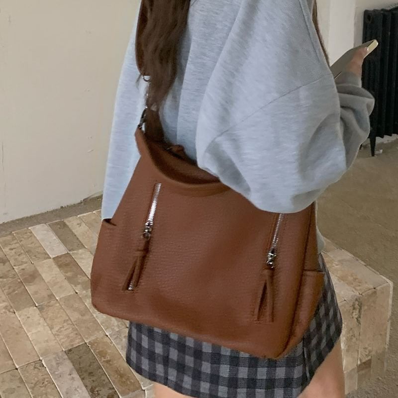 Shoulder Bag Tassel Faux Leather