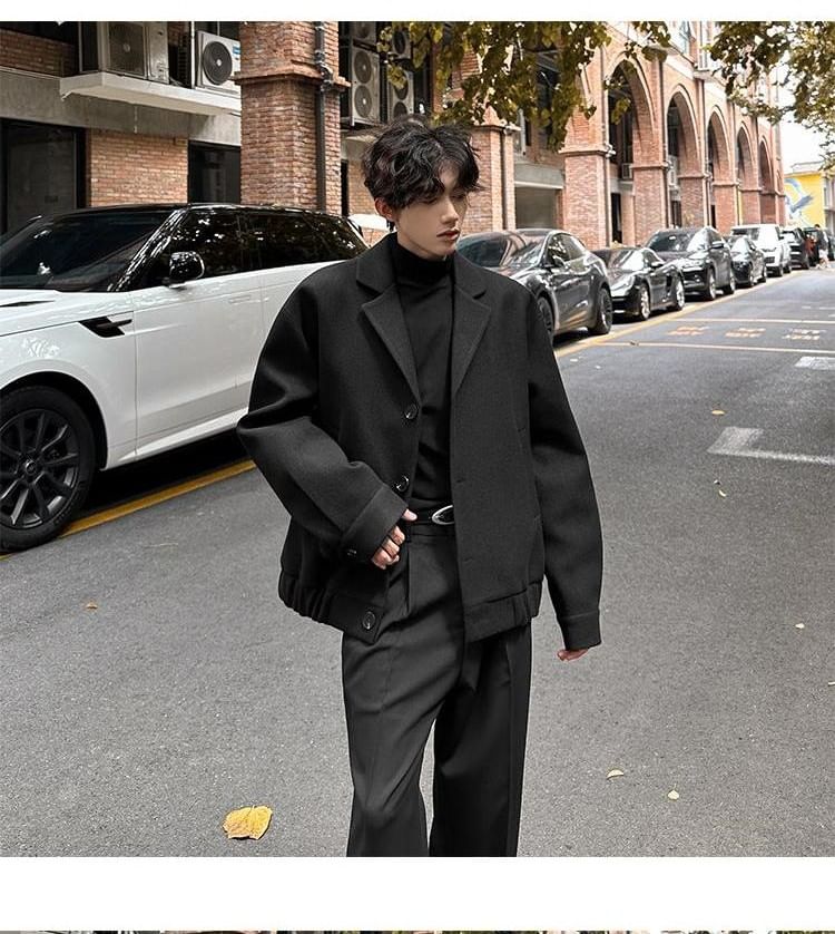 Lapel Collar Button-Up Plain Blazer