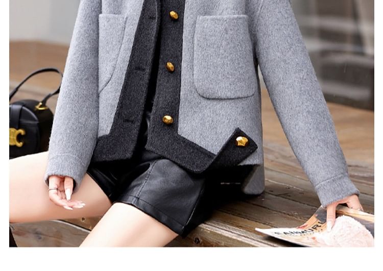 Collar Two Tone Button Jacket