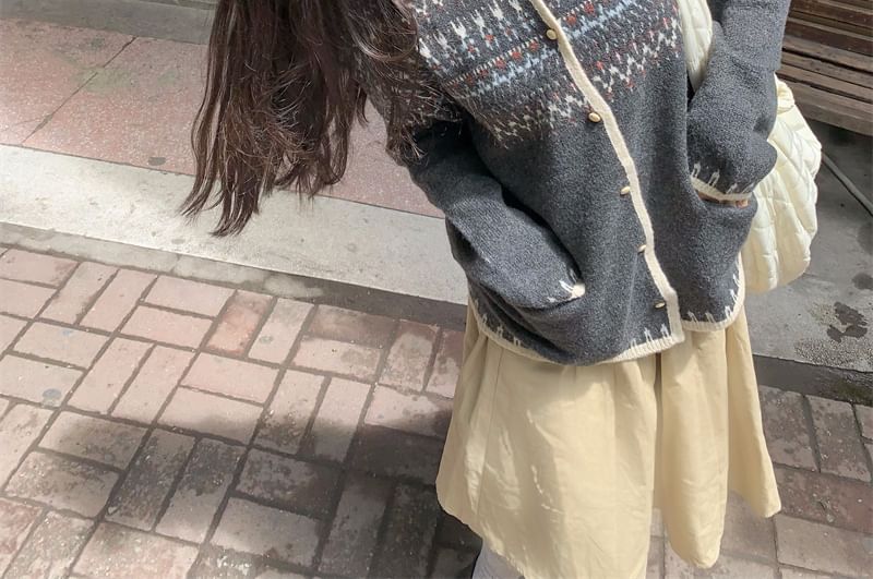 Crewneck Jacquard Button Knitwear