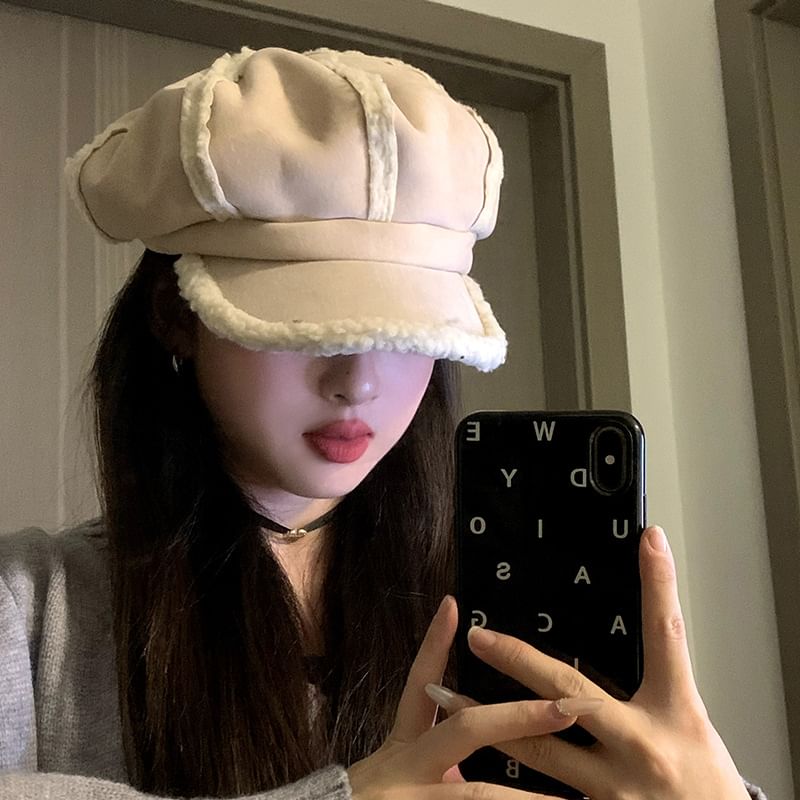 Newsboy Cap Shearling Faux