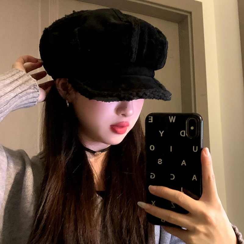 Newsboy Cap Shearling Faux