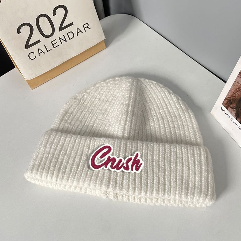 Applique Knit Beanie Lettering