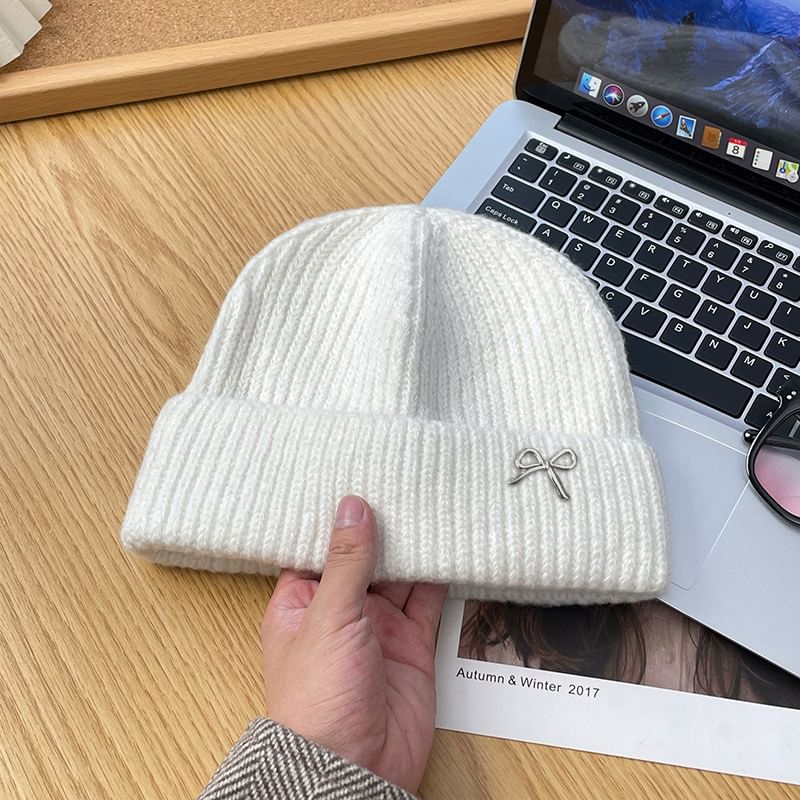 Bow Metal Beanie Knit