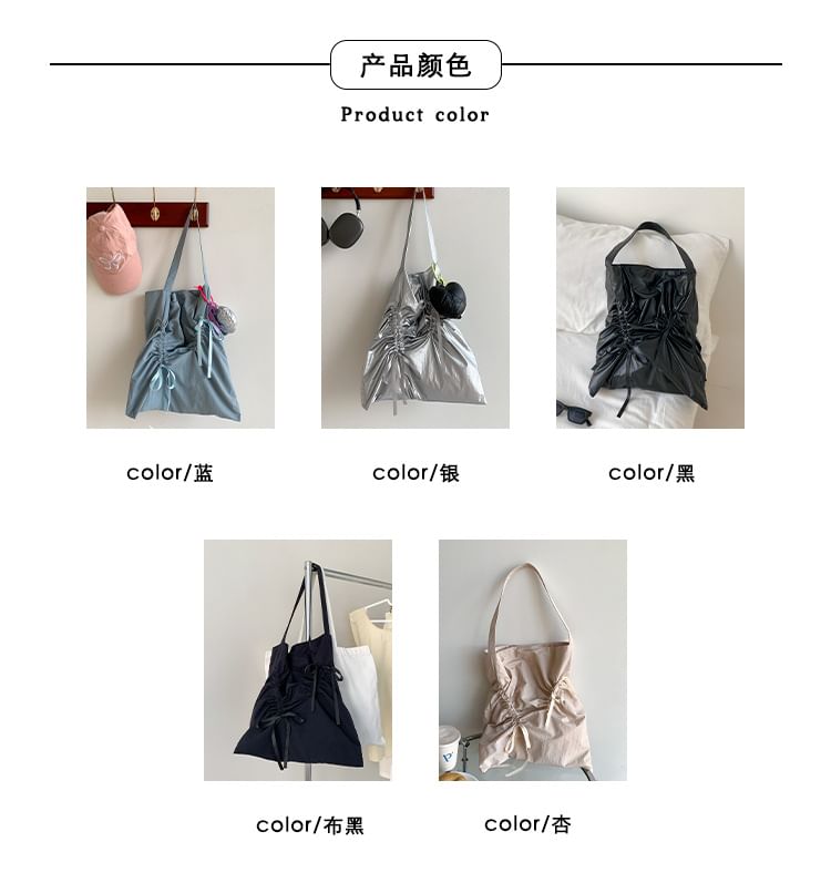 Bow Bag Plain Shopper Drawstring