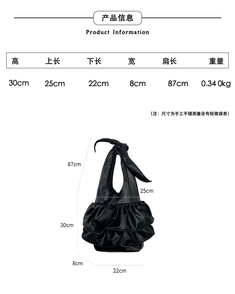 Ruffle Tote Bag Leather Faux