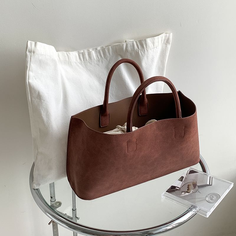 Faux Tote Suede Bag